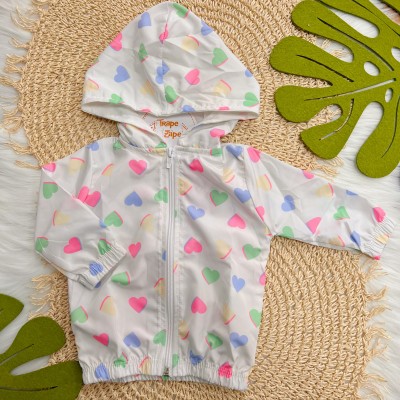 Jaqueta Corta-Vento Corações Coloridos - Off White